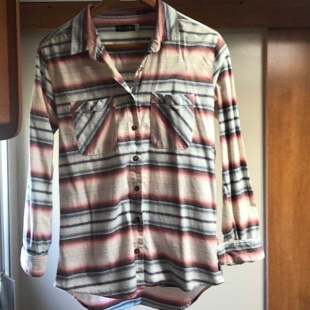 Volcom Button Down Serape Shirt cotton, Medium